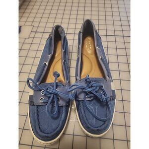 COACH Shoes "Rainey" Signature C Boat Loafer Blue Flats Women's 7